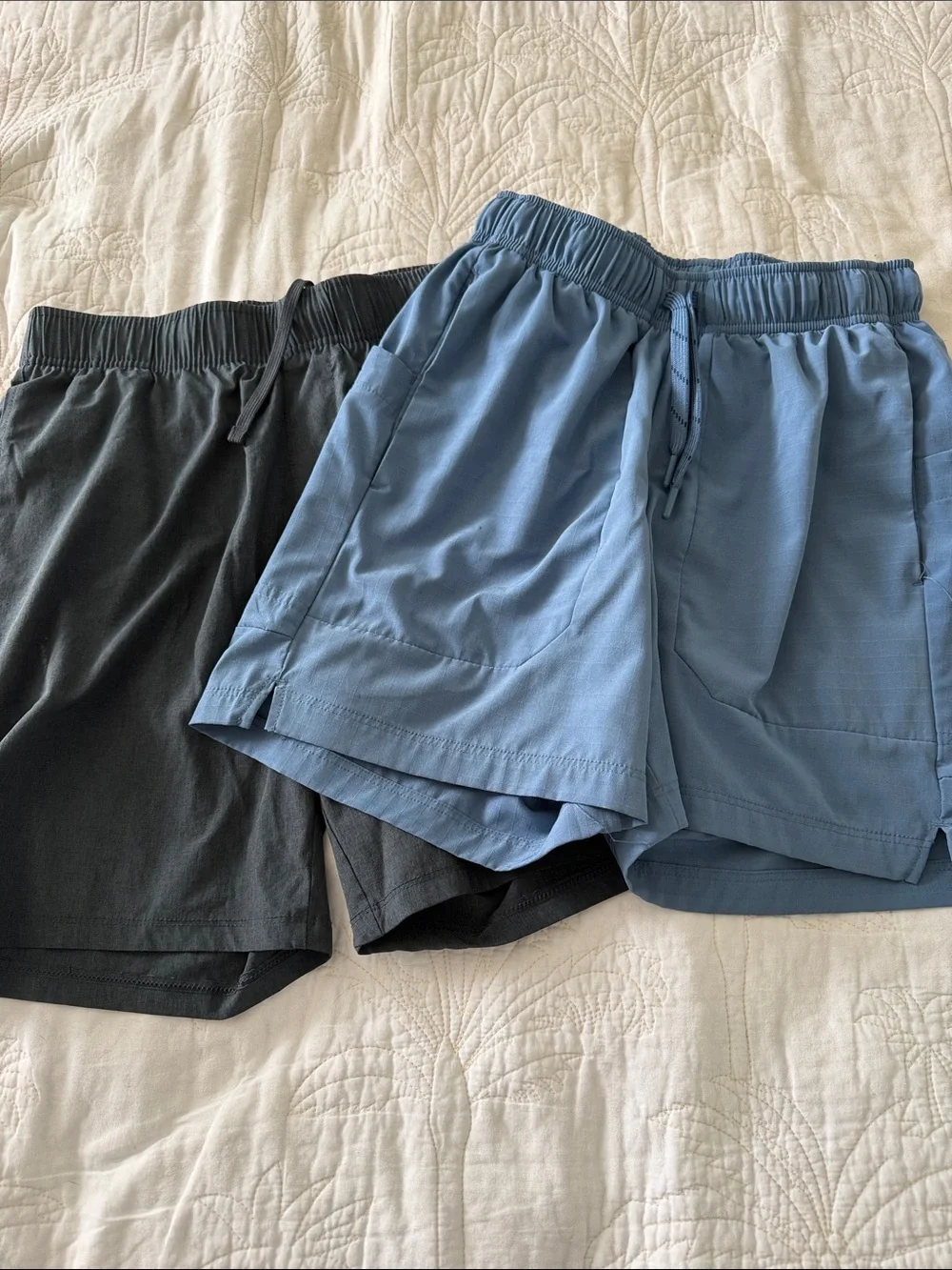 Athletic Works Men's Dual-Pair Drawstring Shorts in Blue and Black